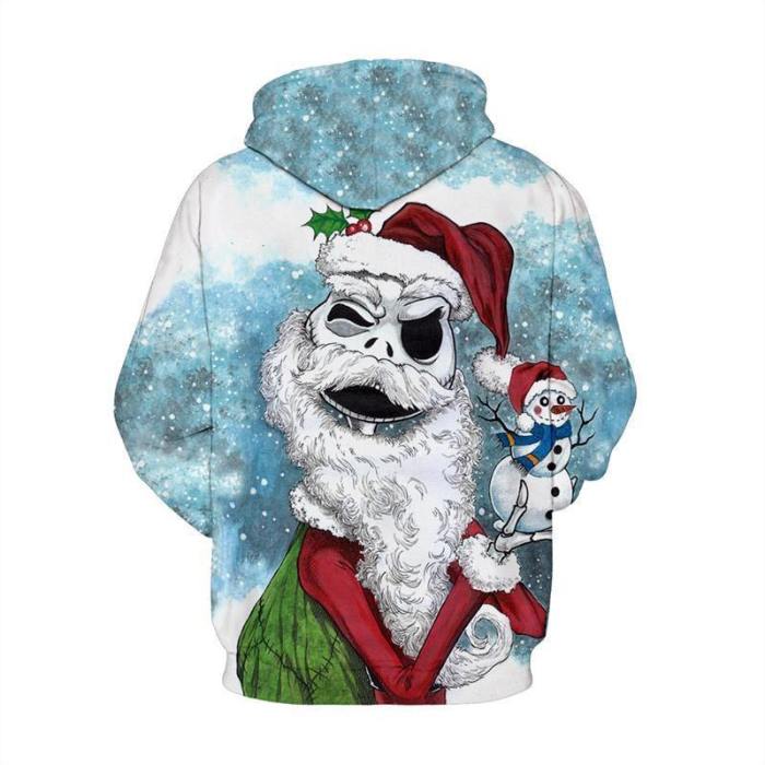 Mens Hoodies 3D Graphic Printed Old Christmas Snowman Pullover