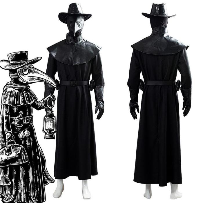Plague Doctor Steampunk Brird Mask Cape Long Grown Hat Set Holloween Outfit Cosplay Costume