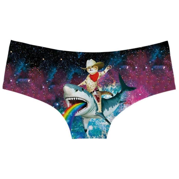 Womens Funny Cowboy Cat Pattern Underwears Panty Beathable Moisture Wicking Lingerie Briefs