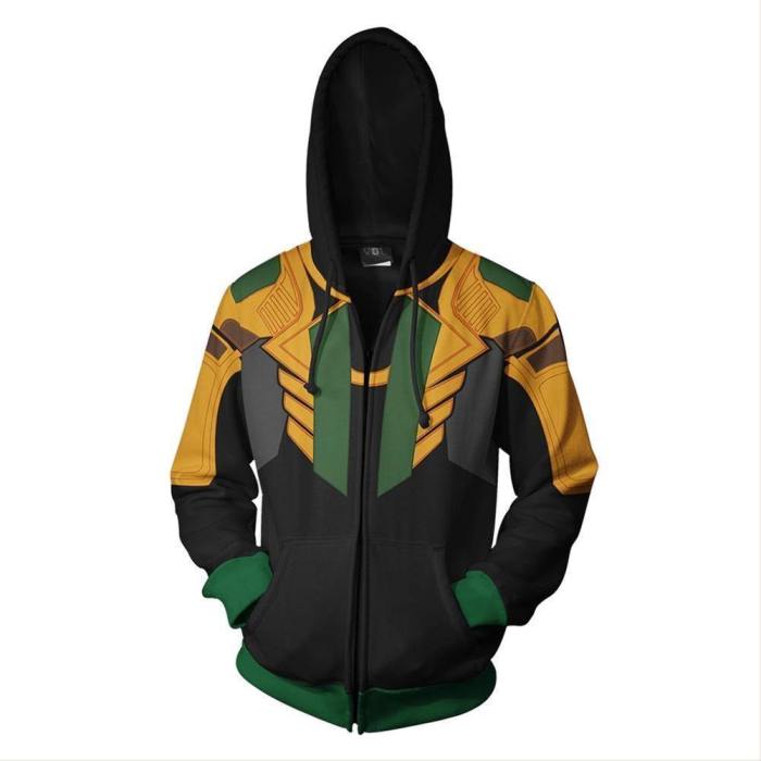 Unisex Loki Hoodies Avengers Endgame Zip Up 3D Print Jacket Sweatshirt