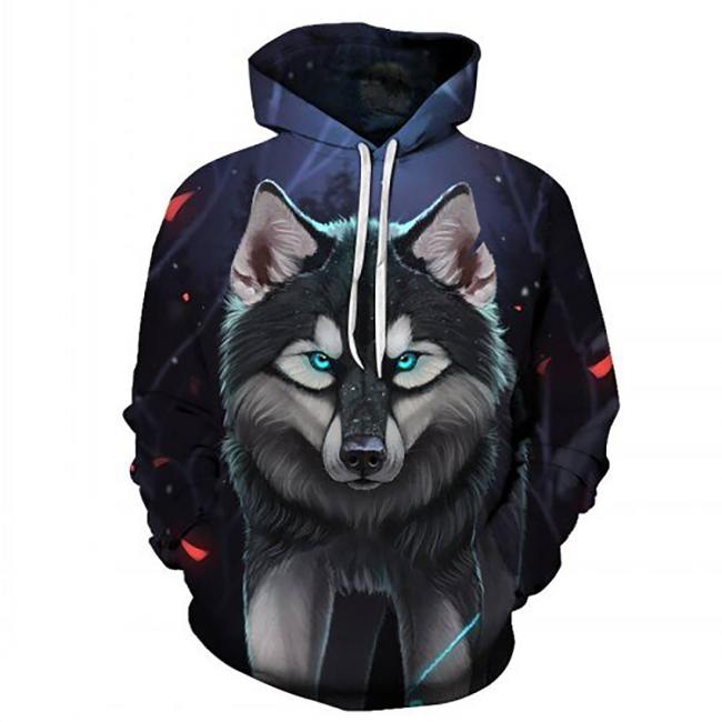 Green Eyed Angry Wolf 3D Hooded Sweatshirts