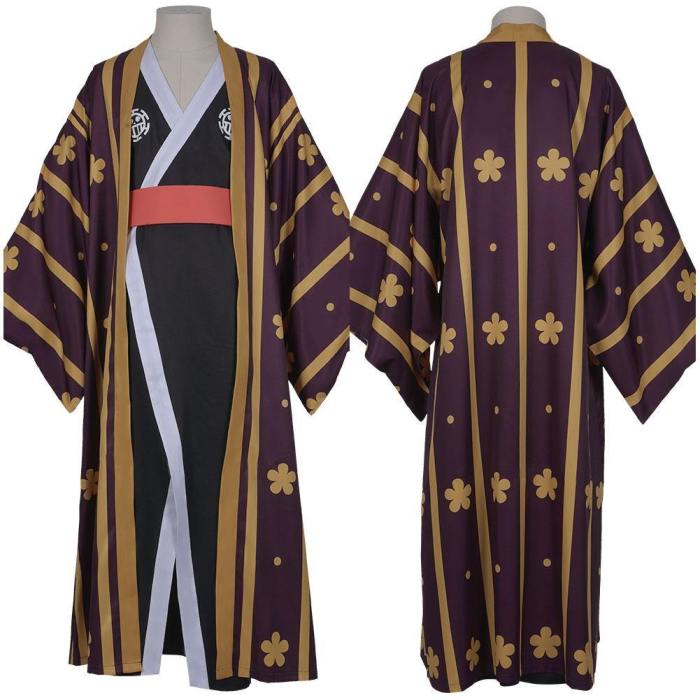 One Piece Trafalgar Law/Trafalgar D Water Law Kimono Robe Full Suit Outfit Halloween Carnival Costume Cosplay Costume