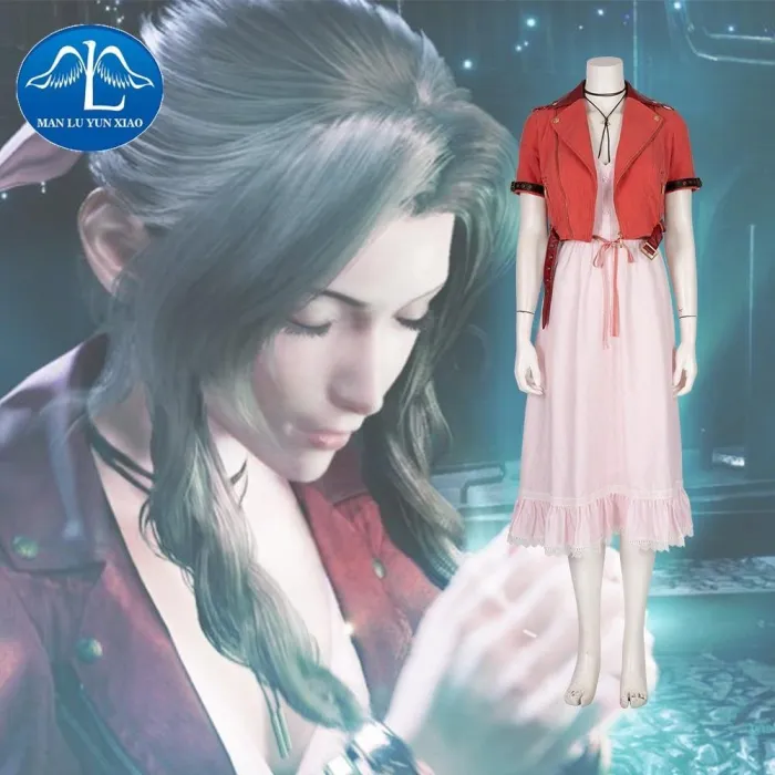Final Fantasy Vii Aerith Cosplay Gainsborough Costume Customize Outfit Party Halloween Womens Girl Game Cospaly