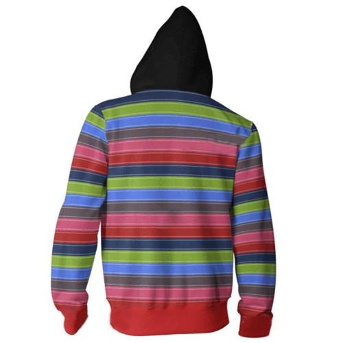 Unisex Chucky Hoodies Child'S Play Zip Up 3D Print Jacket Sweatshirt