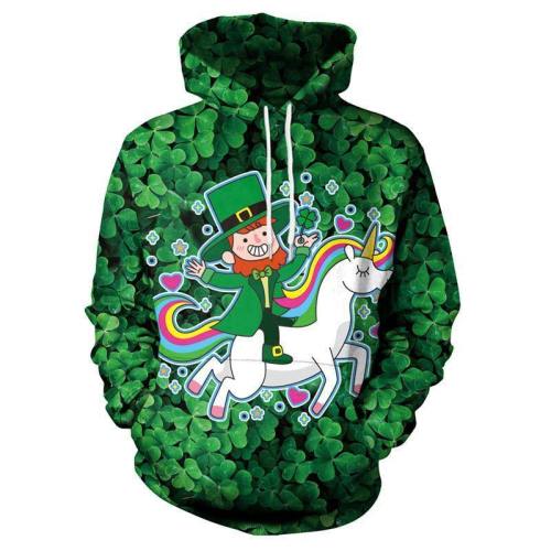 Irish Costume Lovely Unicorn Green Hat Festival 3D Hoodie