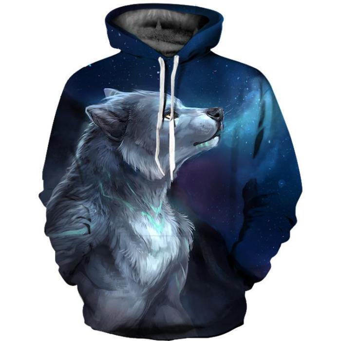 Unisex Wolf Printed Hoodie 3D Animal Sweatshirt