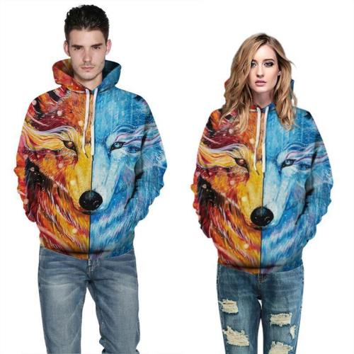 Mens Hoodies 3D Graphic Printed Lion Face Pullover