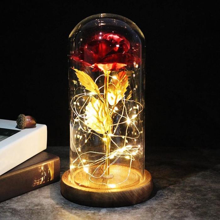 Magical Rose Flower In Glass Dome With Led Light
