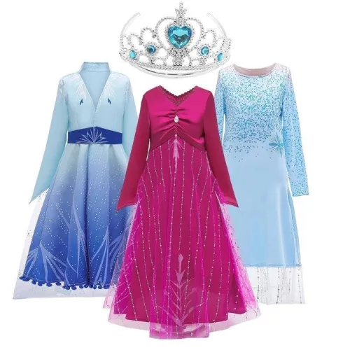 Frozen 2 Princess Dress For Girls Snow Queen Elsa Cosplay Christmas Dress Disfraz Elsa Dress For Girls Christmas Gift