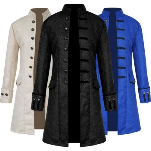 Steam Age Men Long Coat Punk Retro Overcoat Costume