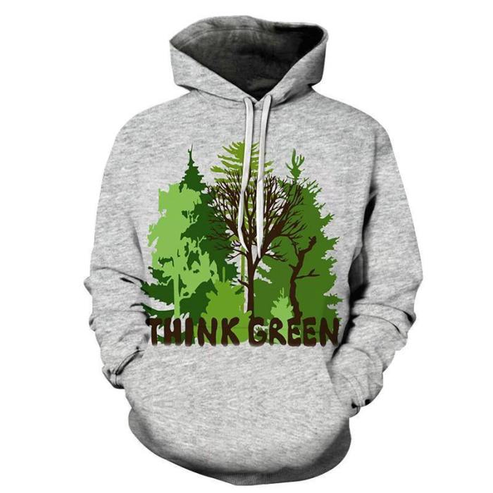 Think Green 3D Sweatshirt Hoodie Pullover