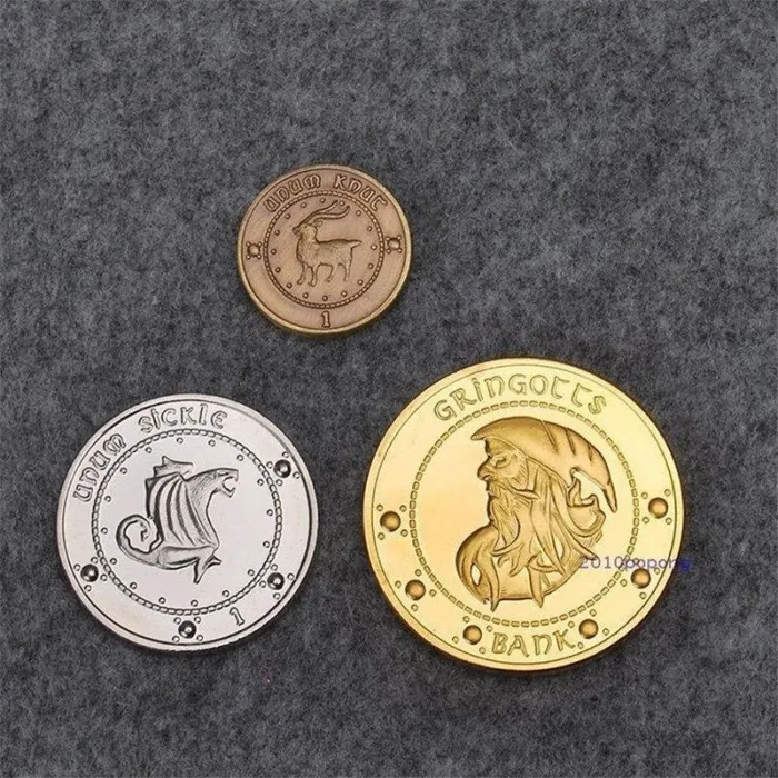 3Pcs/Set Harry Potter Hogwarts Magic School Gringotts Bank Wizarding Coins Cosplay Collection Gift Accessories Prop
