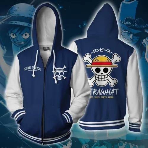 One Piece Strawhat Zip Up Hoodie