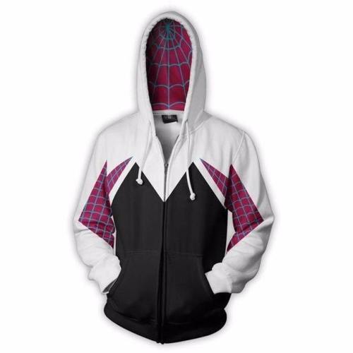 Women Spider Gwen Stacy Cosplay Costume 3D Zipper Jacket Hoodies