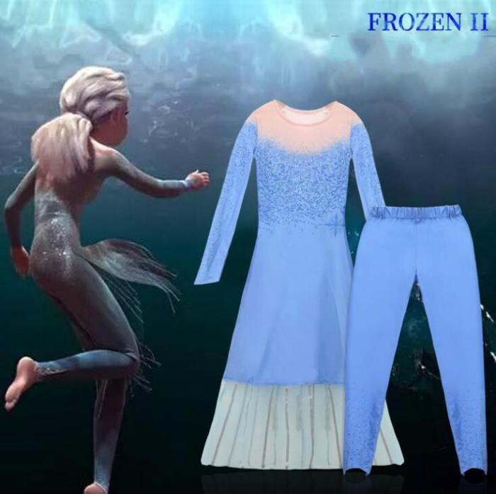 Queen Frozen 2 Elsa Dresses Movie Cosplay Costume Anna Princess Birthday Party Dress  Fancy Dresses Children Clothes