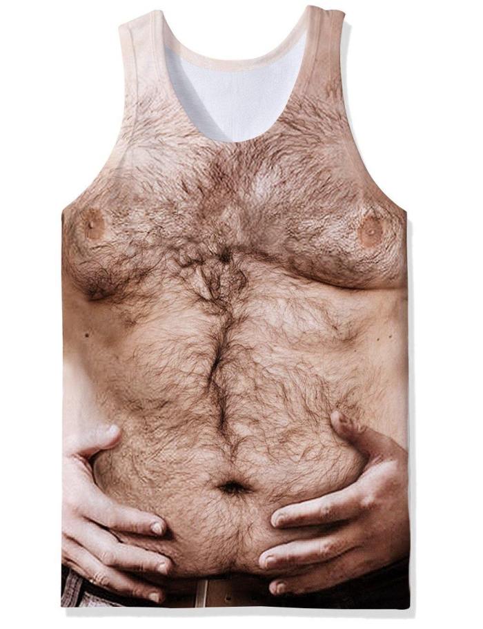 Mens Tank Tops 3D Printing Chest Body Printed Vest