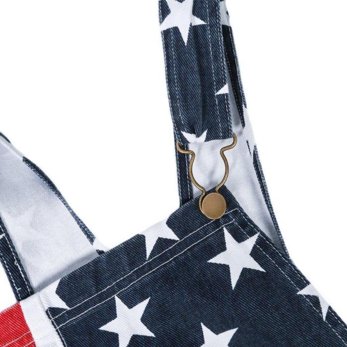 American Flag Overalls Shorts