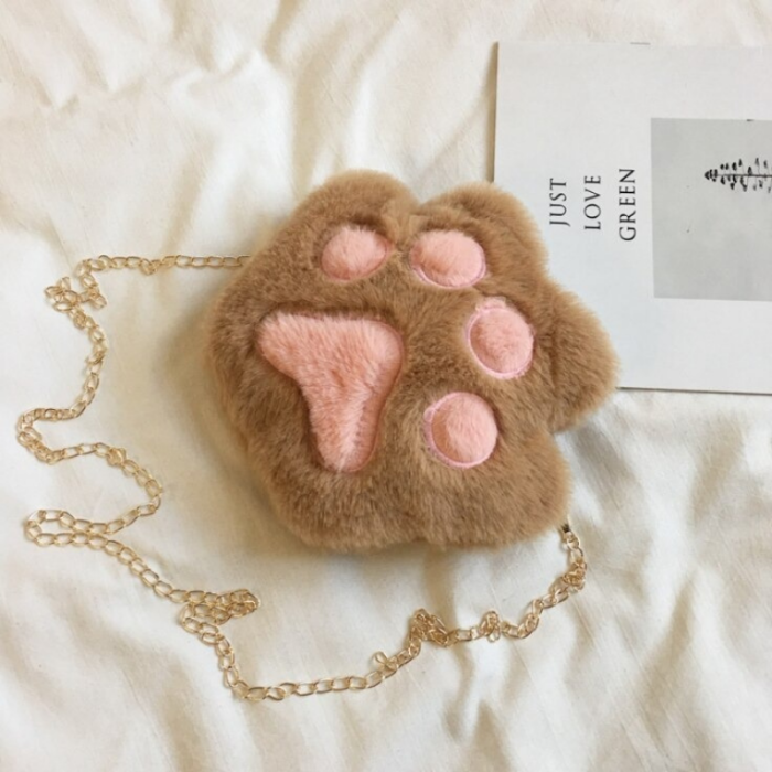 Small Fluffy Cat Paw Crossbody Bag