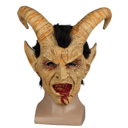 Lucifer Horn Cosplay Latex Helmet Halloween Costume Scary Demon Props