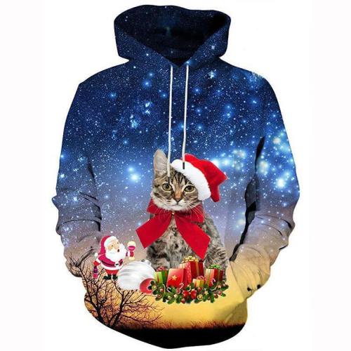 Pete Cat Christmas Long Sleeve Printed Hoodie