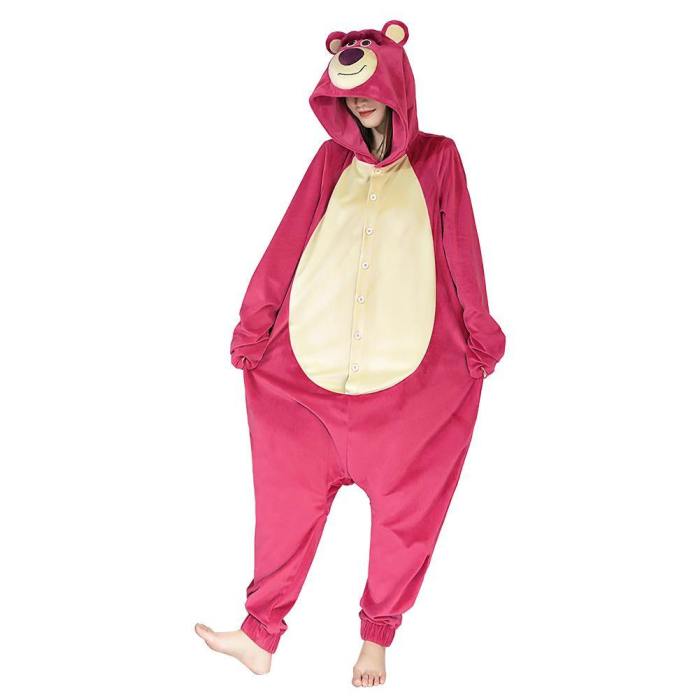 Toy Story 3-Lotso Strawberry Bear Onesies Pajama Men Women Sleepwear Pyjamas Christmas Halloween Costume Cosplay Costume