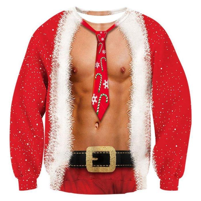 Mens Pullover Sweatshirt 3D Printing Ugly Christmas Pattern