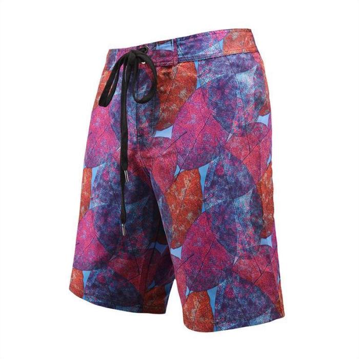 Men'S Beach Board Shorts Art Leaf Pattern Swimming Pants