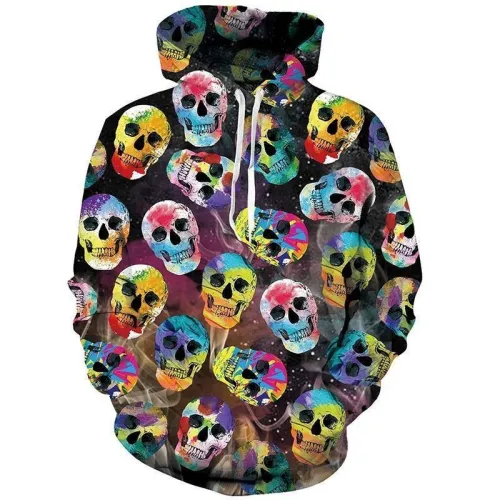 Mens Hoodies 3D Printing Skeleton Printed Pattern Hooded
