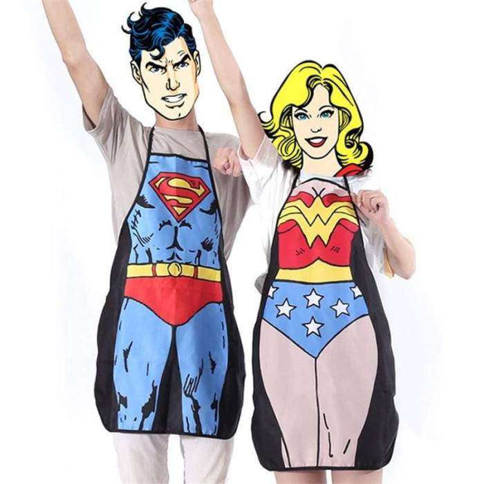 Men Women Apron Superhero Superman Batman Wonder Woman Spiderman Cosplay Fashion Creative Funny Sexy Home Party