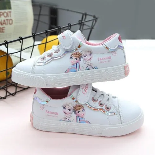 Girls Frozen Princess Elsa Anna Pu Breathable Sports Running Shoes