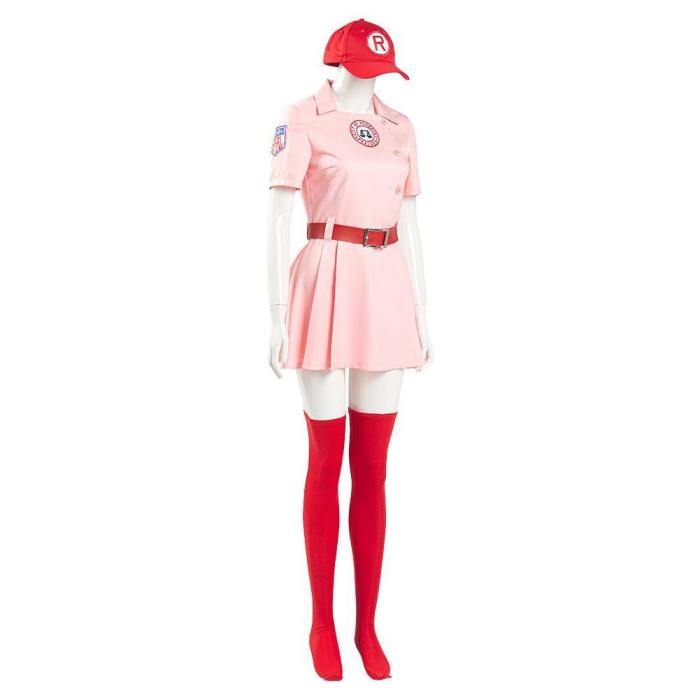 A League Of Their Own Dottie Women Pink Dress Outfits Halloween Carnival Suit Cosplay Costume