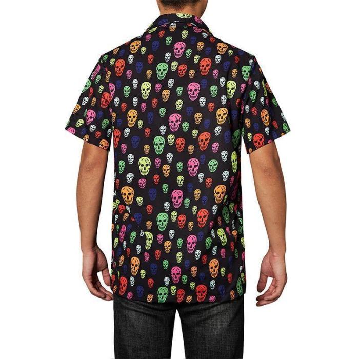 Men'S Hawaiian Shirts Colorful Skull Printed