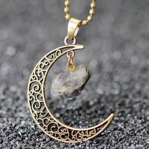 Vintage Moon Necklace Irregular Natural Stone