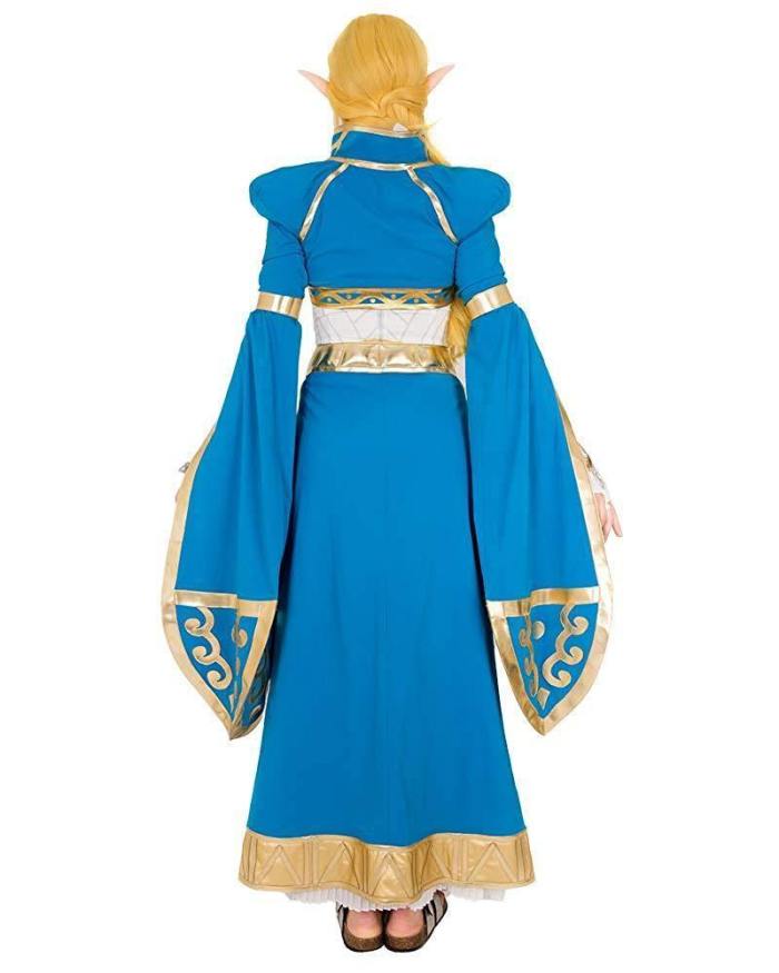 Women'S Princess Link Cosplay Costume Blue Outfit With Accessories