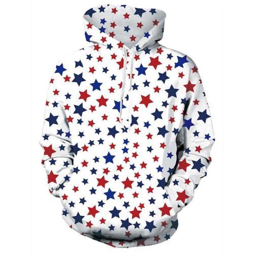 Mens Hoodies 3D Printing Hooded Star Printed Pattern Sweatshirt