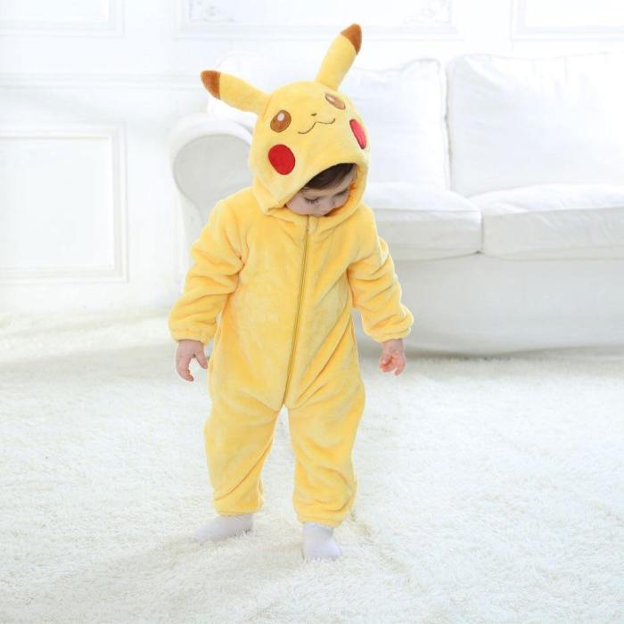Pikachu Costume Cosplay Cartoon Rompers Infant Toddler Baby Jumpsuit