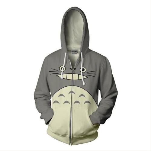 Unisex Anime Hoodies My Neighbour Totoro Zip Up 3D Print Cosplay Jacket Sweatshirt