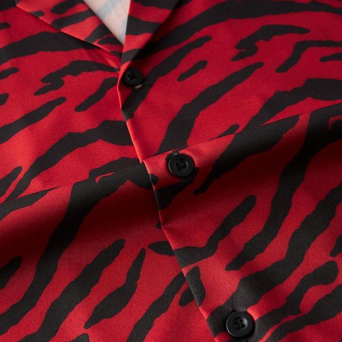 Men'S Hawaiian Black Red Leopard Printing