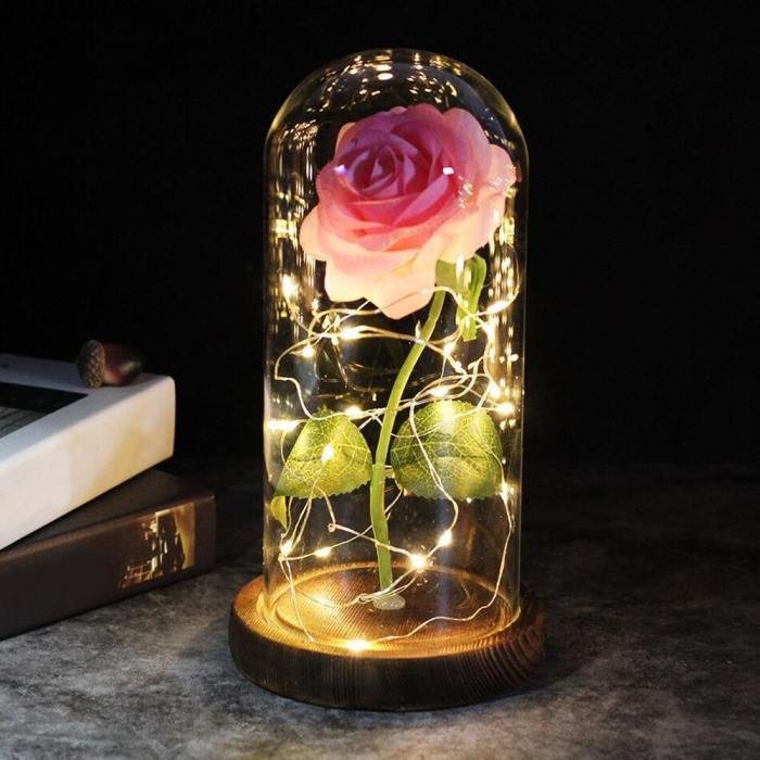 Magical Rose Flower In Glass Dome With Led Light