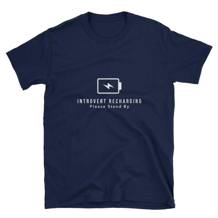  Introvert Recharging  Short-Sleeve Unisex T-Shirt (Black/Navy)