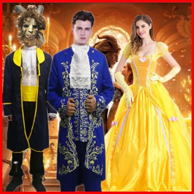 Beauty And The Beast Belle Prince Costume Women And Man Halloween Cosplay