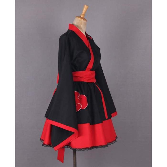 Naruto Shippuden Akatsuki Organization Female Lolita Kimono Dress Anime Cosplay Costume