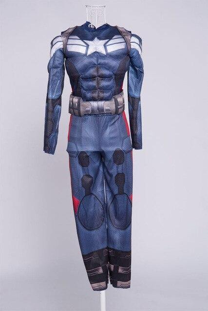 Superhero Kids Boys Soldier Captain America Cosplay Costume Jumpsuits