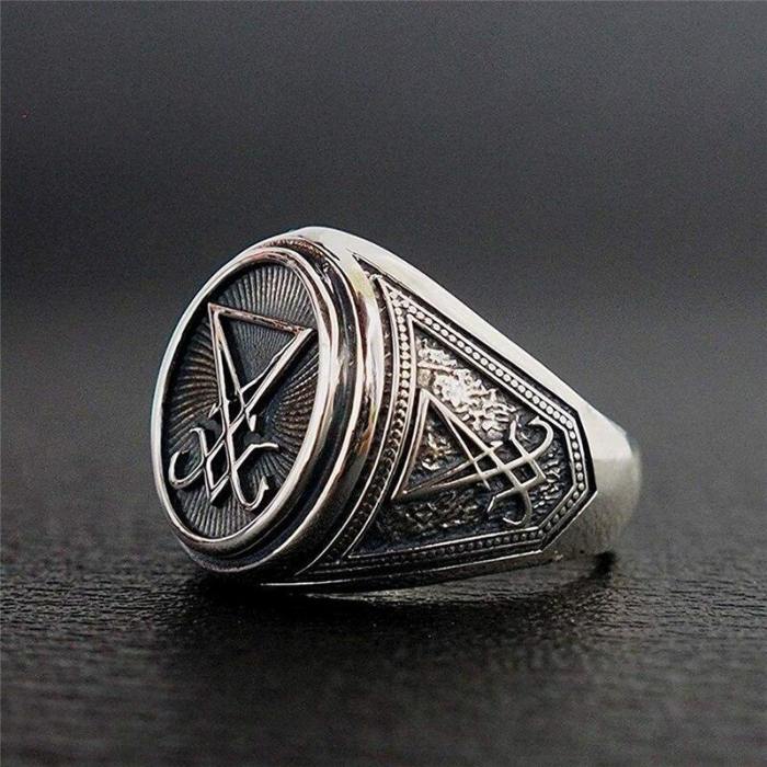 Lucifer Cosplay Satan Signet Rings Punk Stainless Pagan Jewelry Gifts