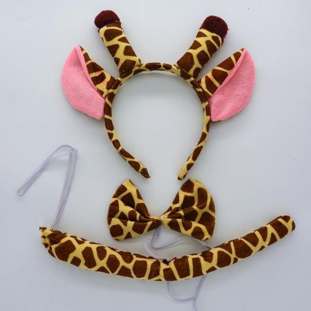 Animal Little Giraffe Ear Headband Bow Tie Tail 3Pcs Set Cosplay Performance Accessories