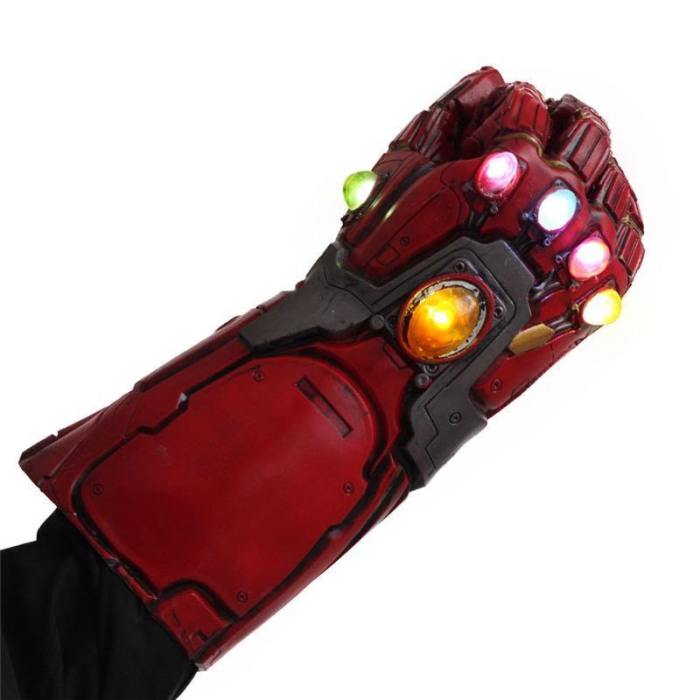 Avengers 4 Iron Man Superhero Infinity Gauntlet Latex Led Glove Costume