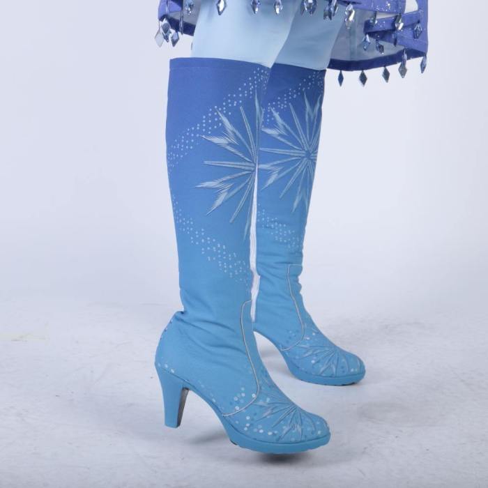 New Frozen 2 Cosplay Snow Adult Elsa Boots Costume Halloween Knee-High High Heel Elsa Shoes Costume Princess Ice Queen Elsa Prop
