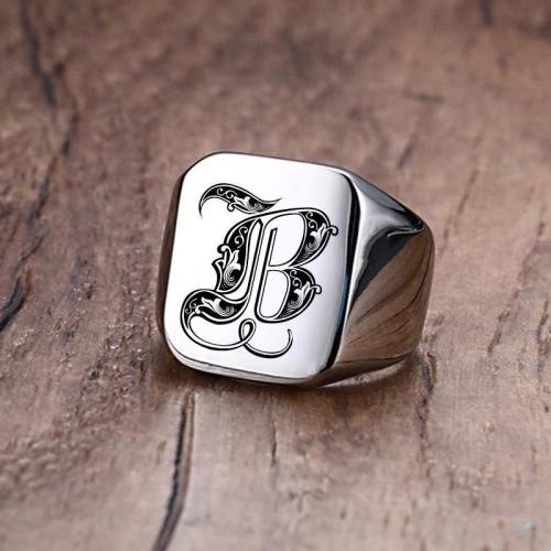 Retro A-Z Initial Letter Bulky Rings