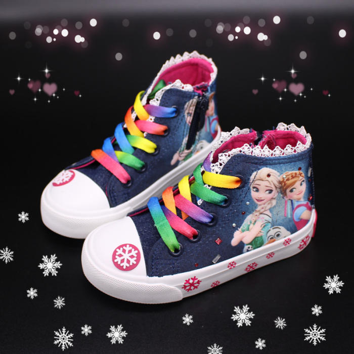 Anna Elsa Girls Canvas Sneakers Denim Running Sport Baby Shoes