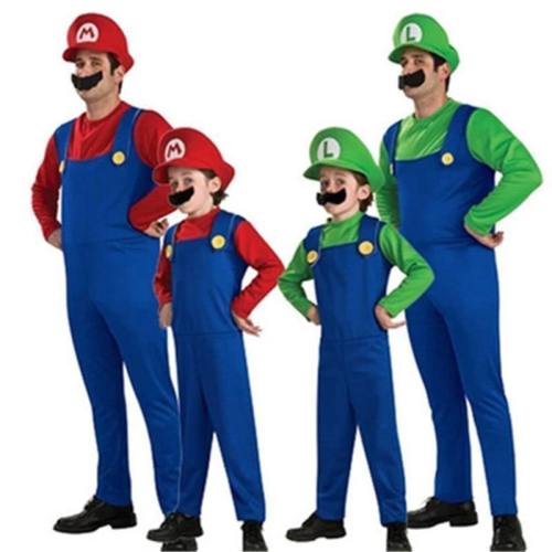 Super Mario Luigi Bros Cartoon Uniform Family Clothes Cosplay Costumes